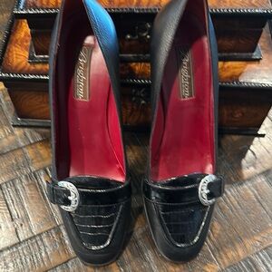 Brighton Black Heels with Silver Buckle